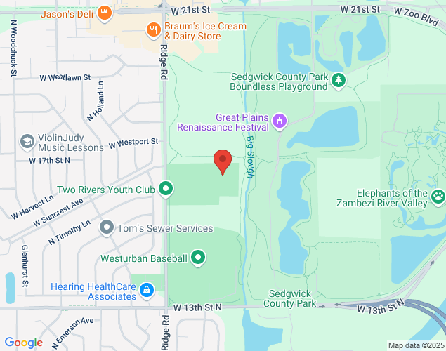 Map showing location at 1700 North Ridge Road, Wichita, KS