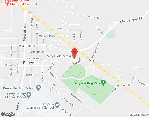Map showing location at 800 City Park Drive, Perryville, MO