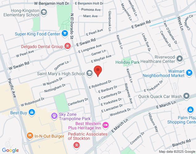 Map showing location at 5648 N El Dorado St, Stockton, CA