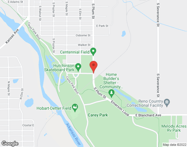 Map showing location at 1601 South Plum, Hutchinson, KS
