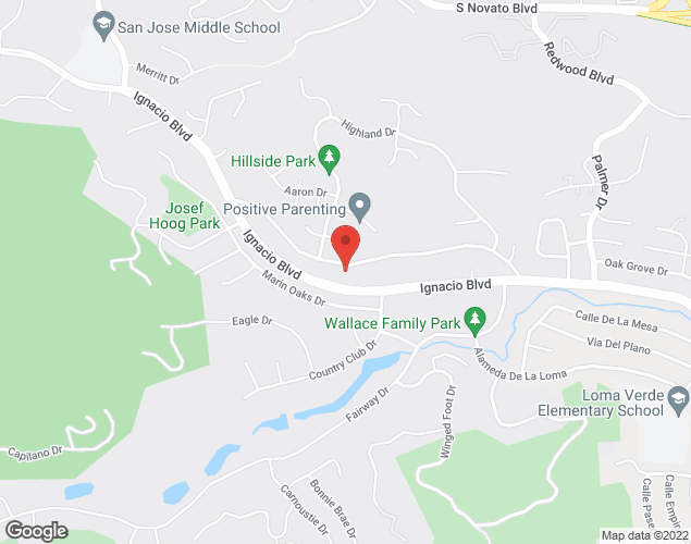 Map showing location at 109 Laurelwood Dr, Novato, CA