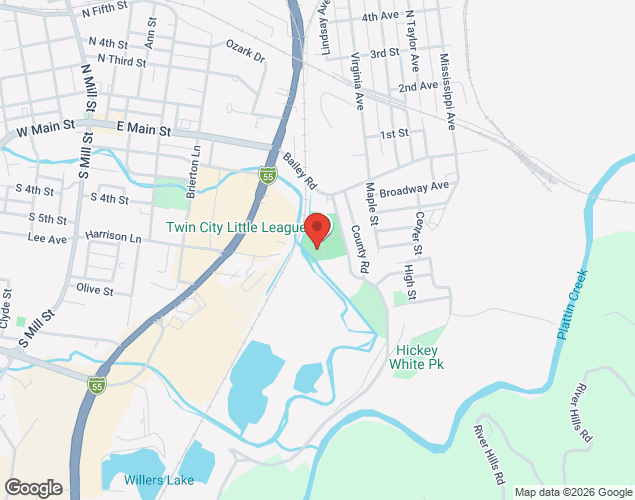 Map showing location at 155 Little League Drive, Crystal City, MO