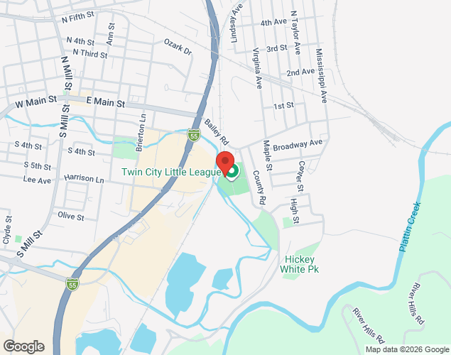 Map showing location at 155 Little League Drive, Crystal City, MO