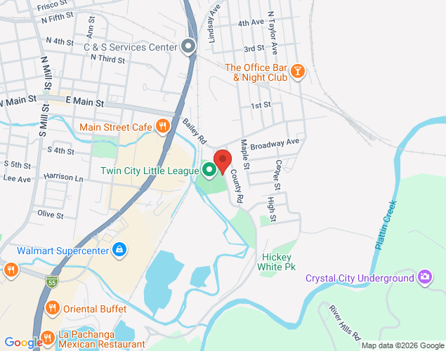 Map showing location at 155 Little League Drive, Crystal City, MO