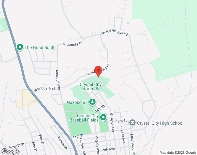 Map showing location at 400 14th Street, Crystal City, MO