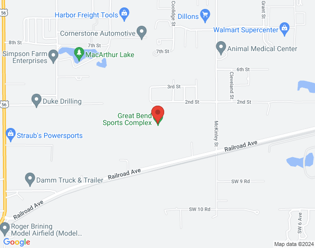 Map showing location at 41 McKinley Street, Great Bend, KS