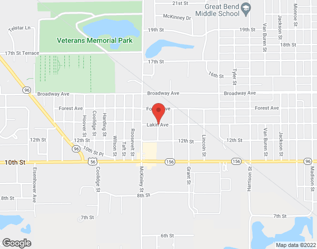 Map showing location at Cleveland & Lakin Street, Great Bend, KS