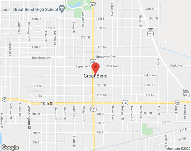 Map showing location at , Great Bend, KS