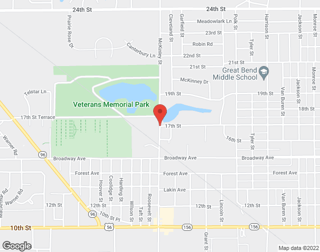 Map showing location at 17th Street Terrace & McKinley, Great Bend, KS