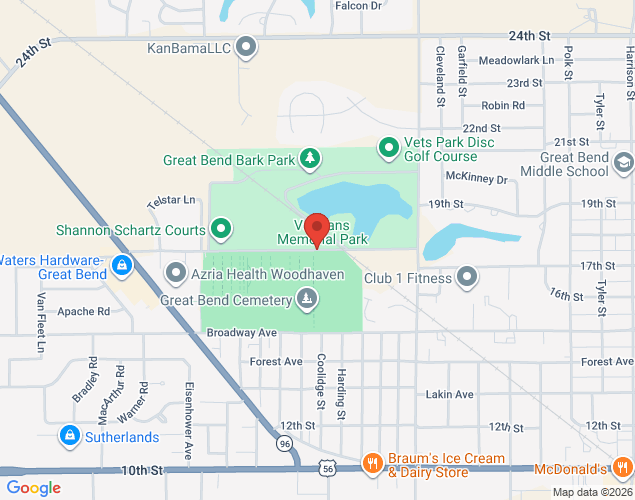 Map showing location at McKinley Street, Great Bend, KS