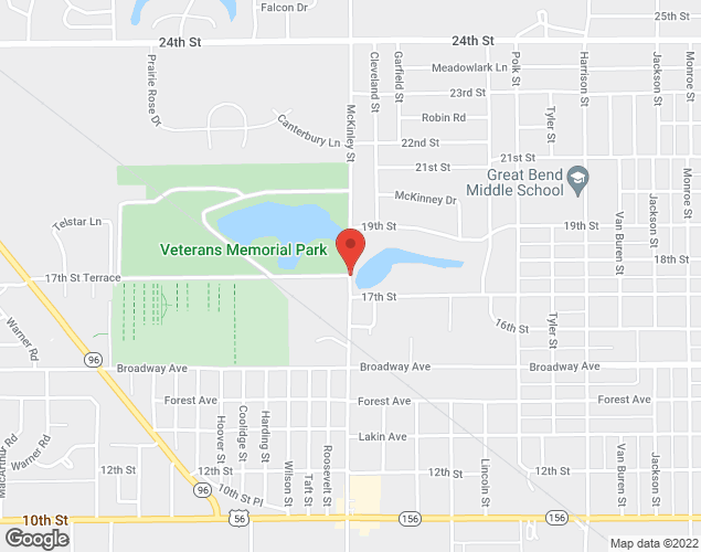 Map showing location at 17th Street Terrace & McKinley Street, Great Bend, KS