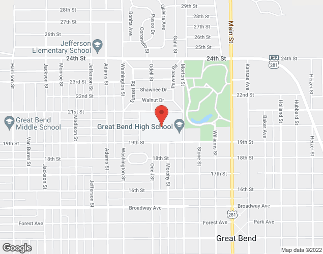 Map showing location at 2027 Morton, Great Bend, KS