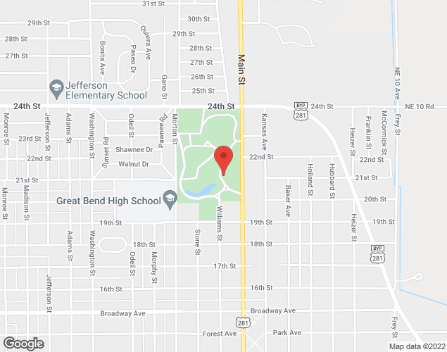 Map showing location at 2123 Main Street, Great Bend, KS