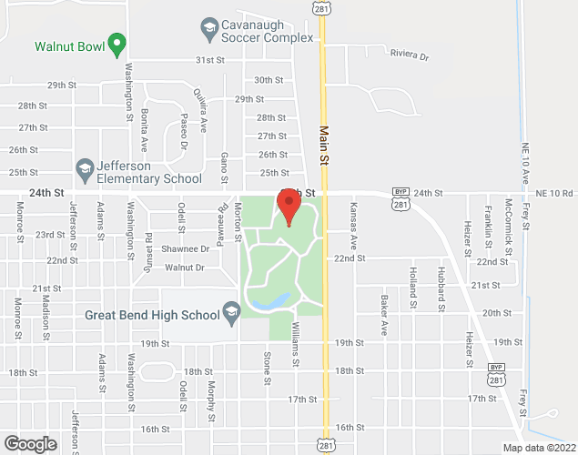 Map showing location at 2303 Main Street, Great Bend, KS