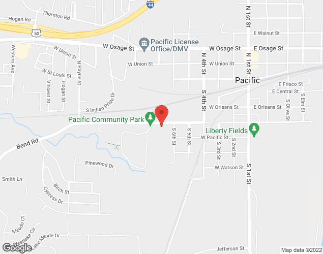 Map showing location at 700 West Congress, Pacific, MO