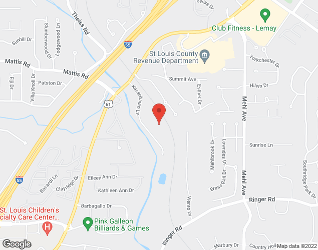 Map showing location at 27 Kassebaum Ln, Unit 303, St. Louis, MO
