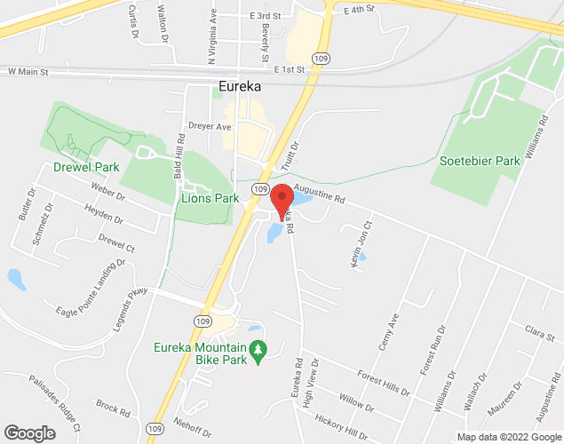 Map showing location at 102 Williams Road, Eureka, MO