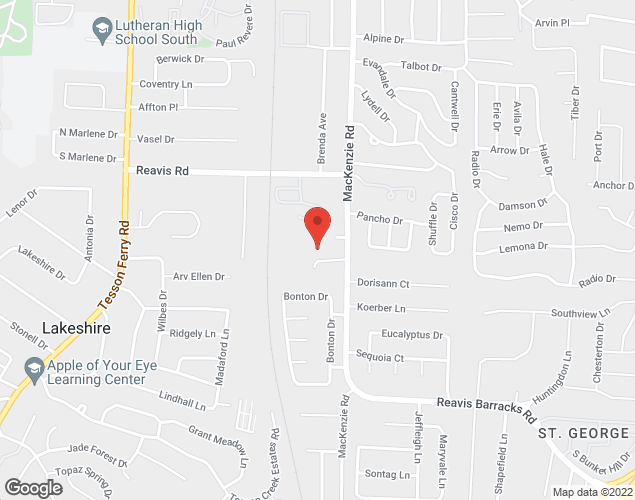 Map showing location at 9801 Mackenzie Road, St. Louis, MO