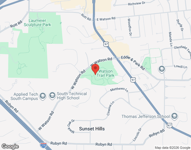 Map showing location at 12450 W Watson Rd, Sunset Hills, MO