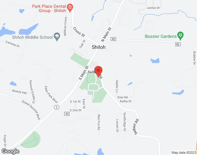 Map showing location at 1 Park Dr., Shiloh, IL