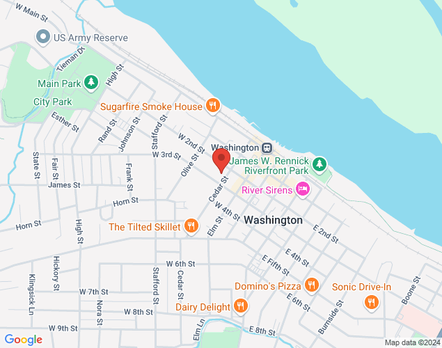 Map showing location at 215 Cedar Street, Washington, MO