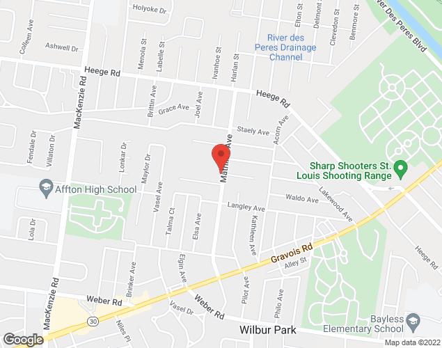 Map showing location at 8301 Mathilda, St. Louis, MO