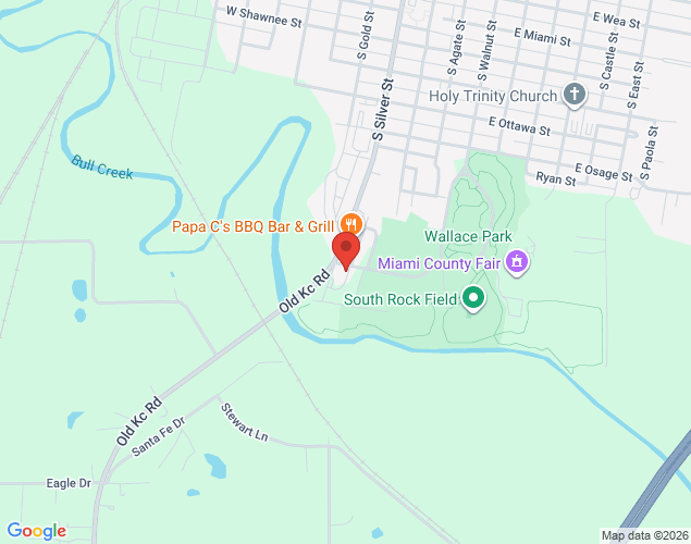 Map showing location at 5 Wallace Park Drive, Paola, KS