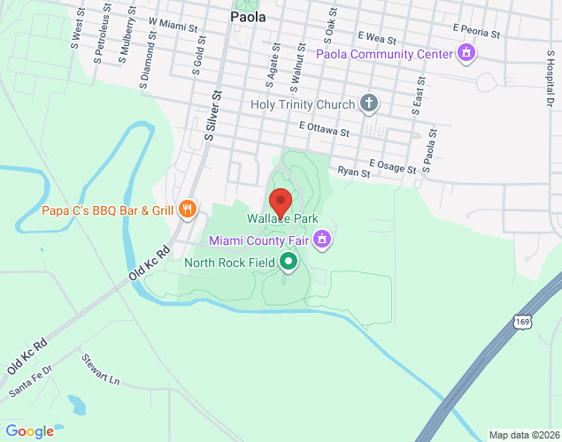 Map showing location at 5 Wallace Park Drive, Paola, KS