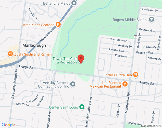 Map showing location at 6727 Heege Rd, St. Louis, MO