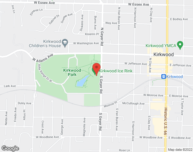 Map showing location at 111 S Geyer Rd, Kirkwood, MO