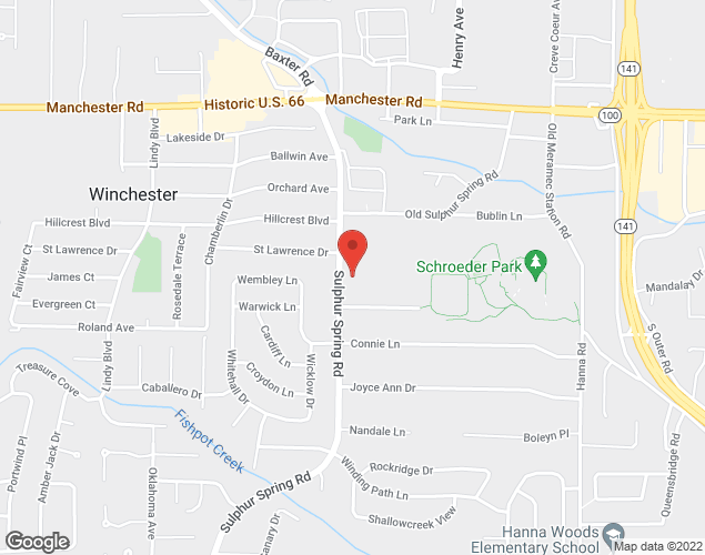 Map showing location at 567 St. Joseph Ln, Manchester, MO