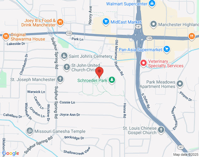 Map showing location at 359 Old Meramec Station Rd, Manchester, MO