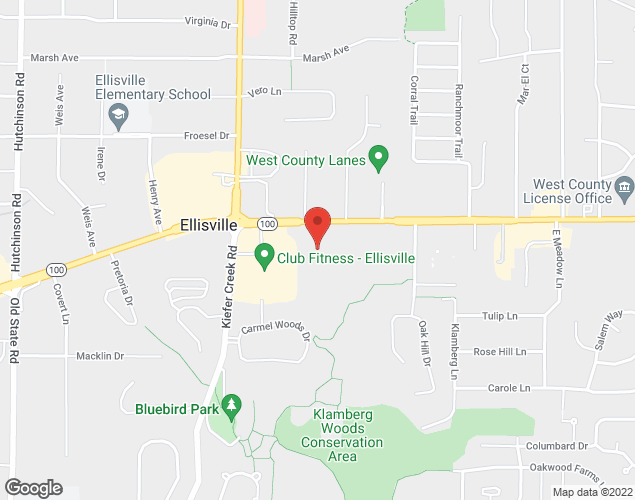 Map showing location at 15800 Manchester Rd, Ellisville, MO