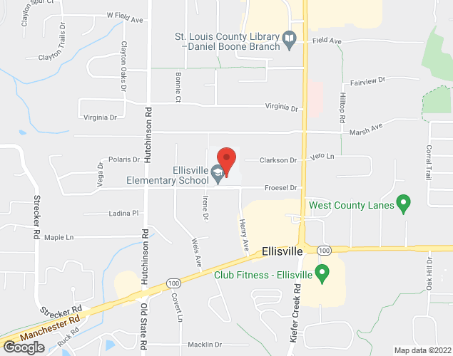 Map showing location at 1401 Froesel, Ellisville, MO