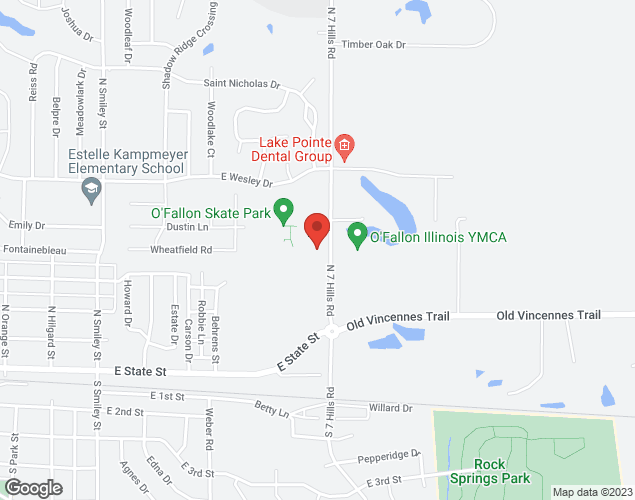 Map showing location at 285 N. 7 Hills Rd., O'Fallon, IL