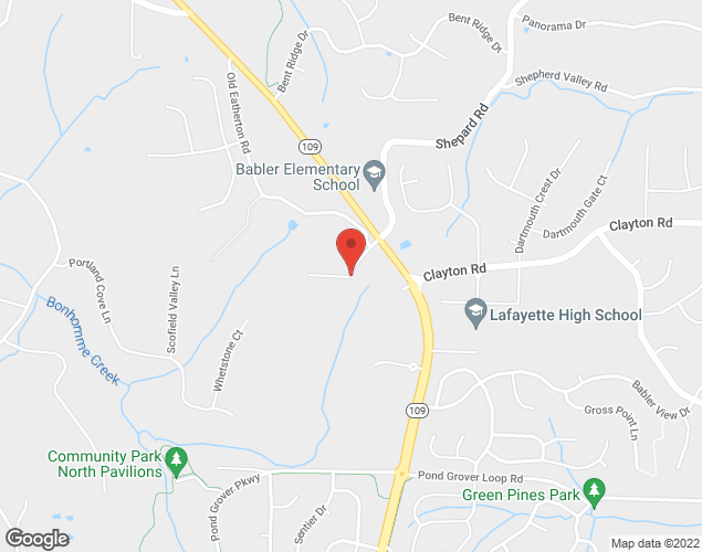 Map showing location at 2005 Shepard Road, Wildwood, MO