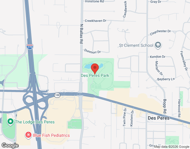 Map showing location at 12325 Manchester Rd, Des Peres, MO