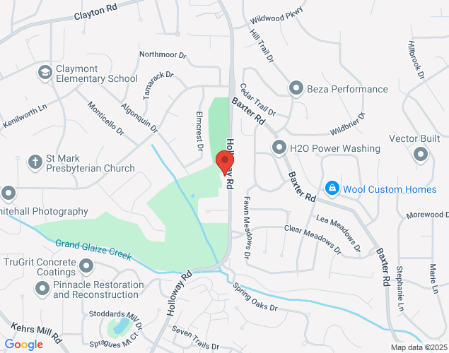 Map showing location at 333 Holloway Rd, Ballwin, MO