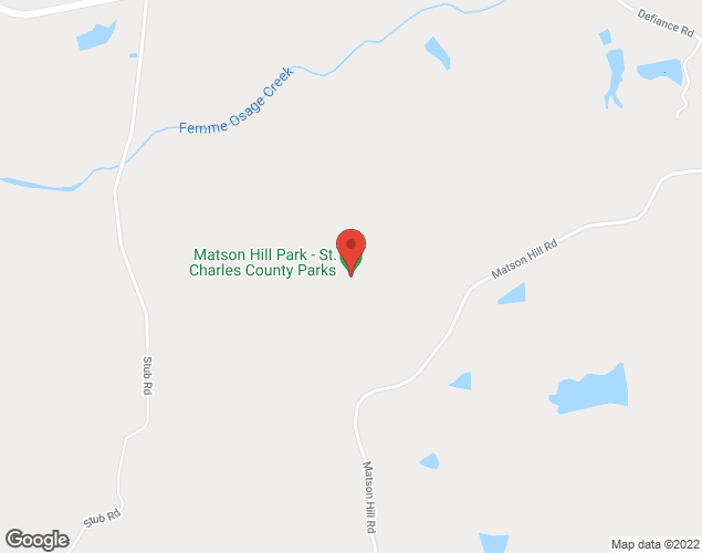 Map showing location at 670 Matson Hill Road, Defiance, MO