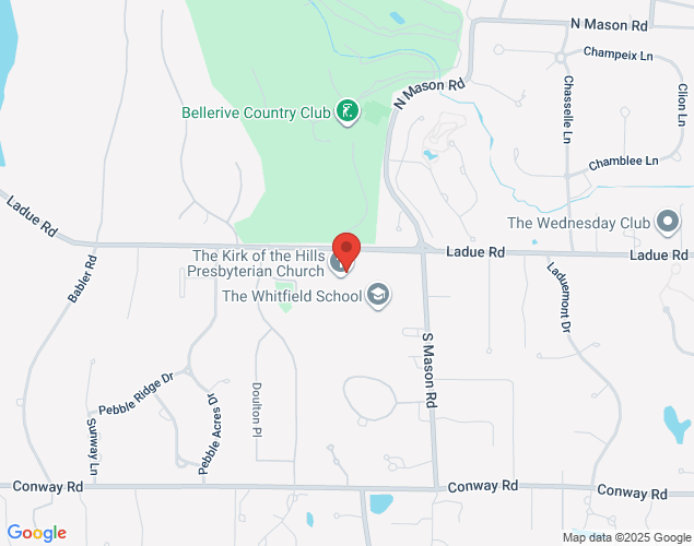 Map showing location at 12928 Ladue Road, Town & Country, MO