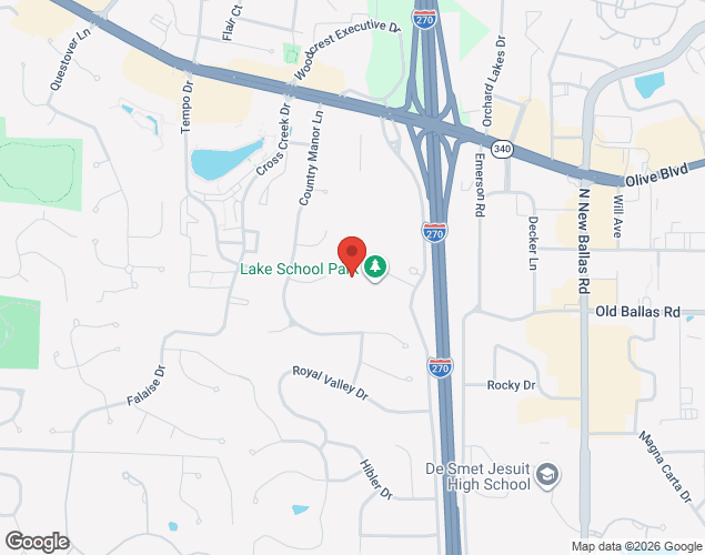Map showing location at 581 Coeur De Ville Dr, Creve Coeur, MO