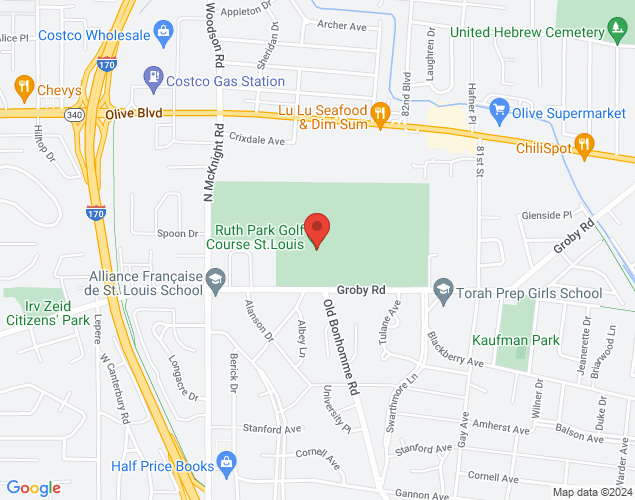 Map showing location at 8211 Groby Road, St. Louis, MO