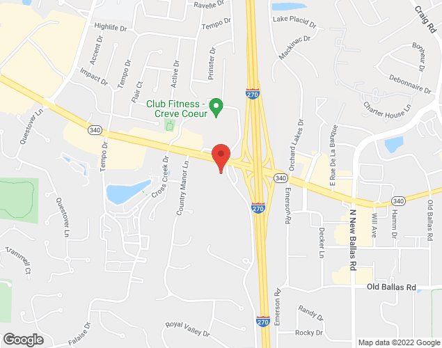 Map showing location at 12140 Olive Blvd, Creve Coeur, MO