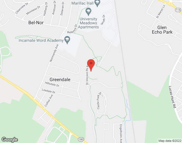 Map showing location at 7335 St Charles Rock Road, St. Louis, MO