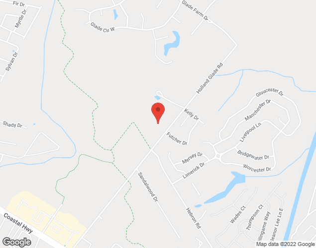Map showing location at 18900 Holland Glade Road, Rehoboth Beach, DE