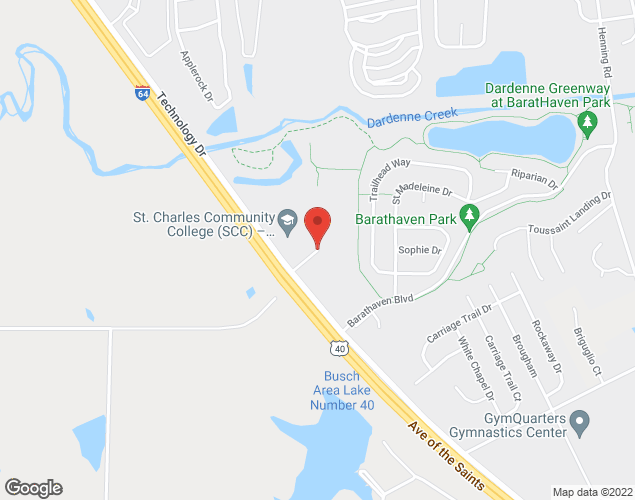 Map showing location at 1 Academy Place, Dardenne Prairie, MO