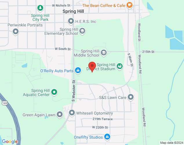 Map showing location at 613 S Race St, Spring Hill, KS