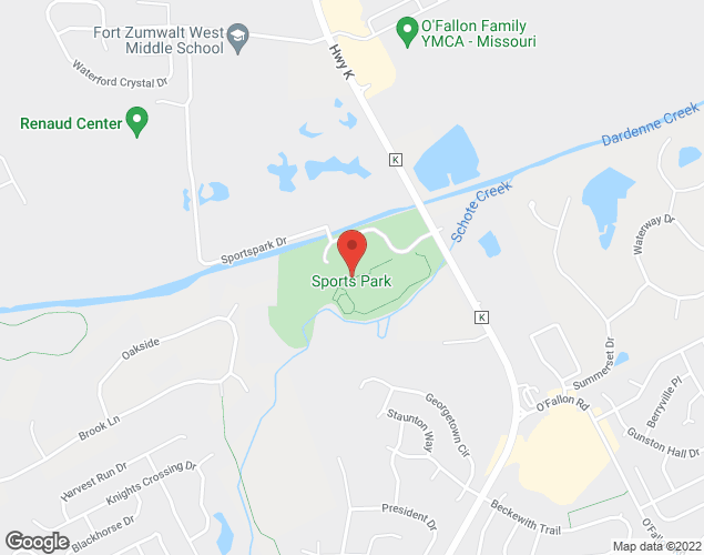 Map showing location at 3589 Highway K, O'Fallon, MO