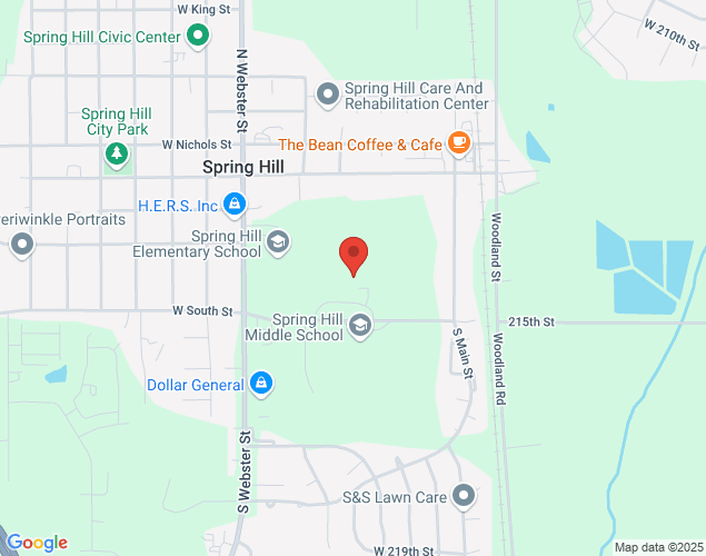 Map showing location at 300 South St., Spring Hill, KS