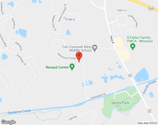 Map showing location at 2650 Tri Sports Circle, O'Fallon, MO